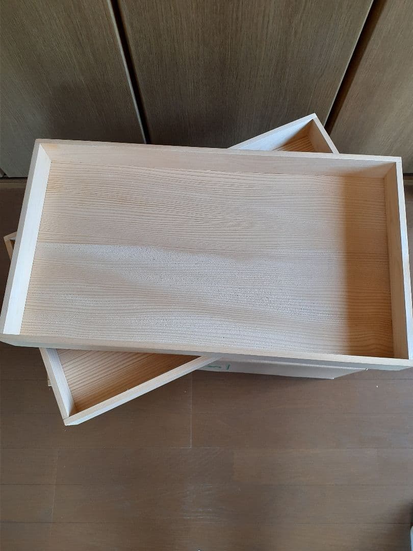 餅箱3段セット　木製　蓋1個付　餅箱　もろぶた　池川木材工業