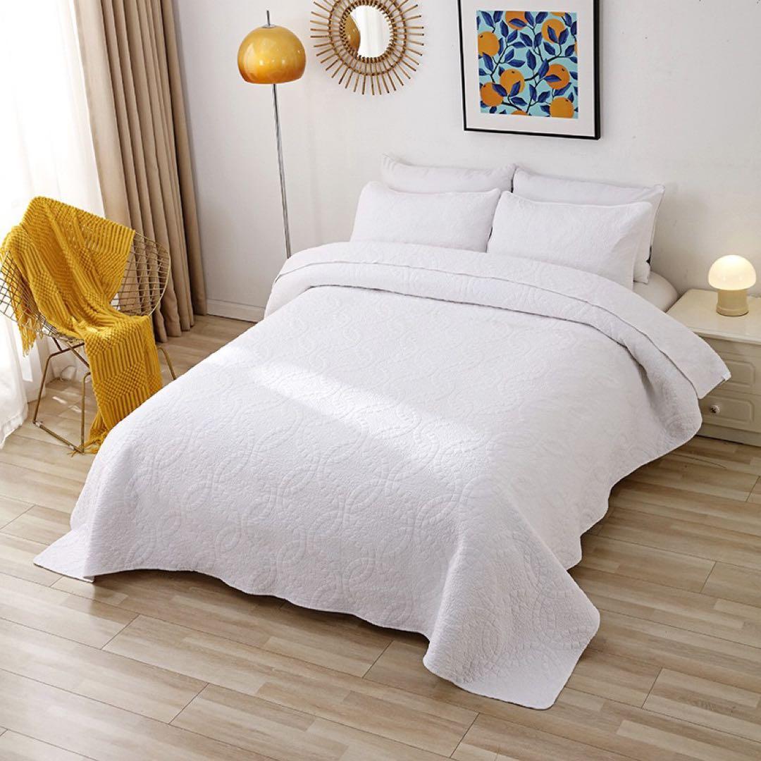 キルトベッドカバー3点セット綿マルチカバー キルティング 284B