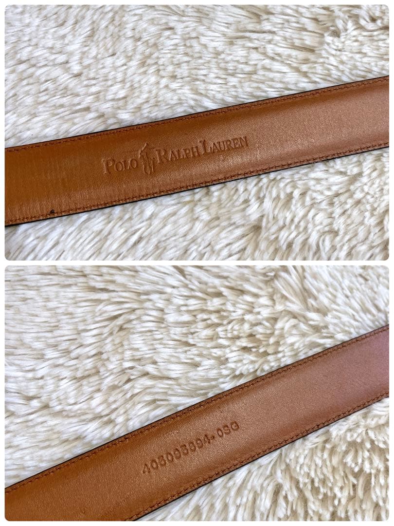 美品 ポロラルフローレン ポニー ロゴ レザー ブラウン ベルト バックル 本革