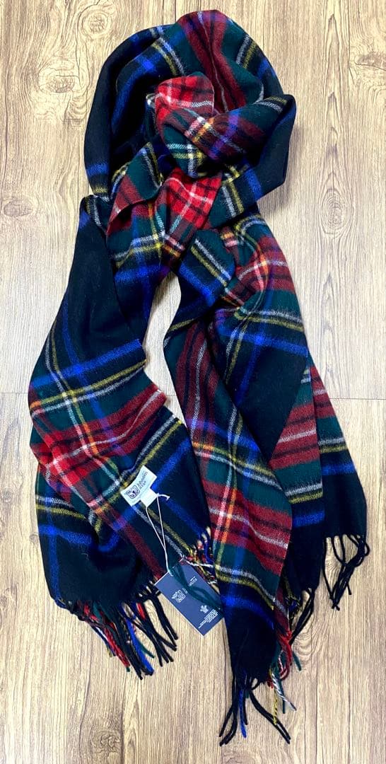 ジョンストンズ オブエルガン カシミヤ100％ 大判 ストール チェック