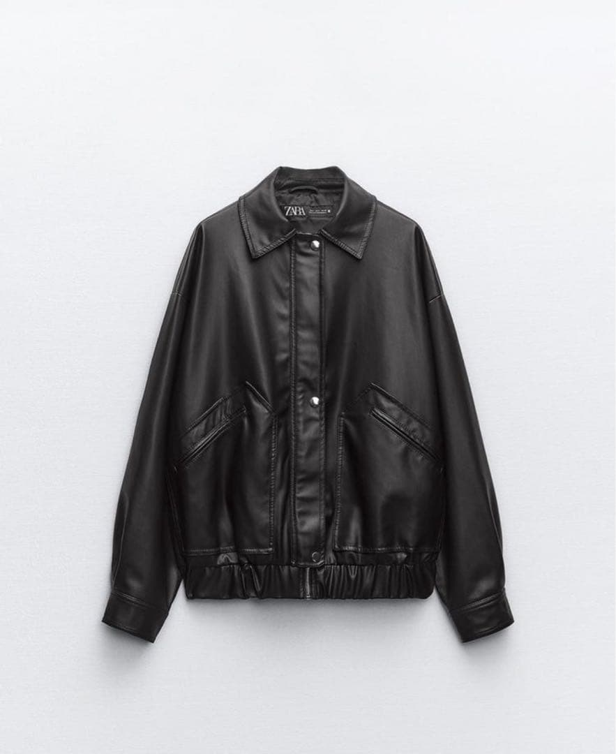 ZARA 黒 ボンバーレザージャケット Mサイズ