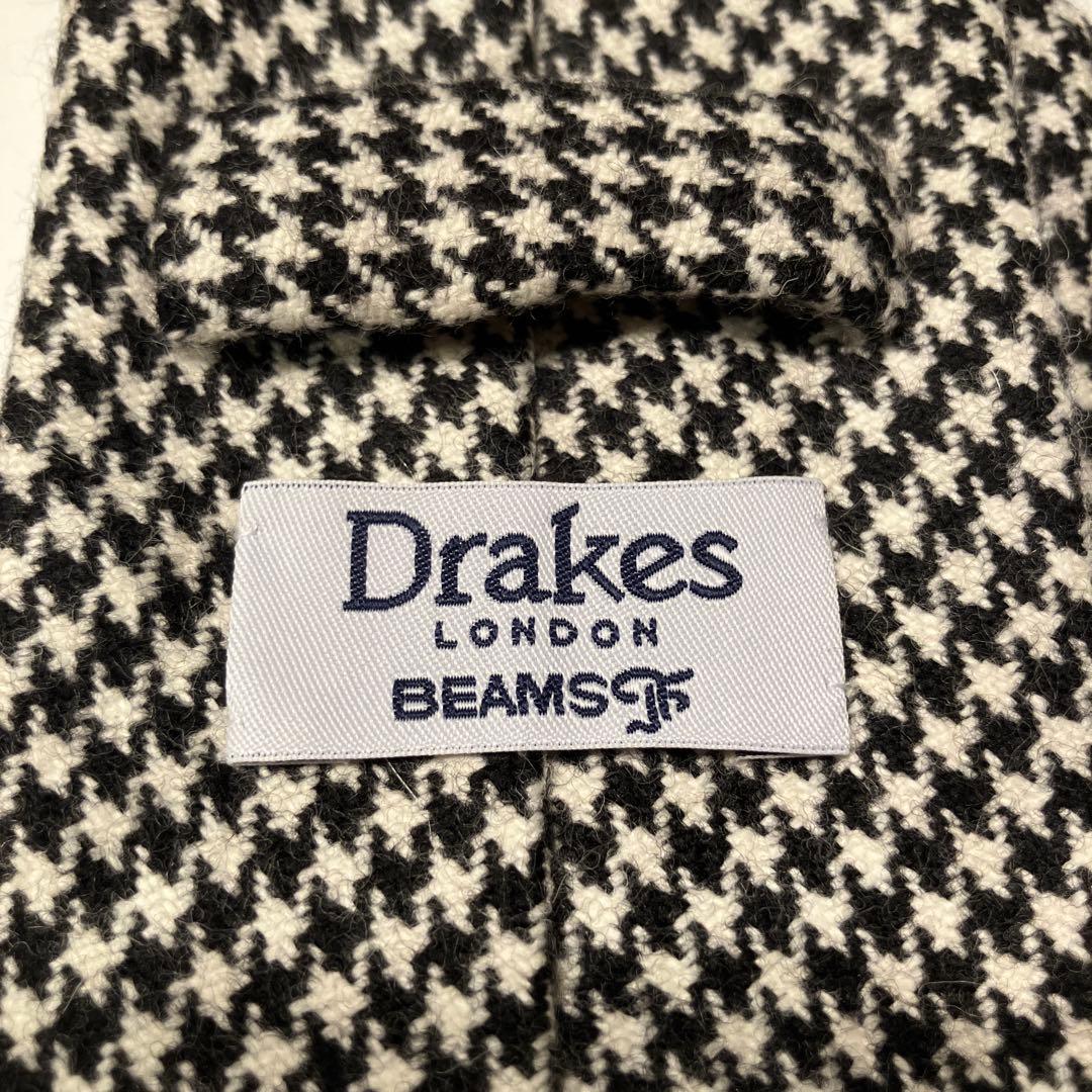 Drakes per BEAMS Fハウンドトゥース柄 ネクタイ ウール製