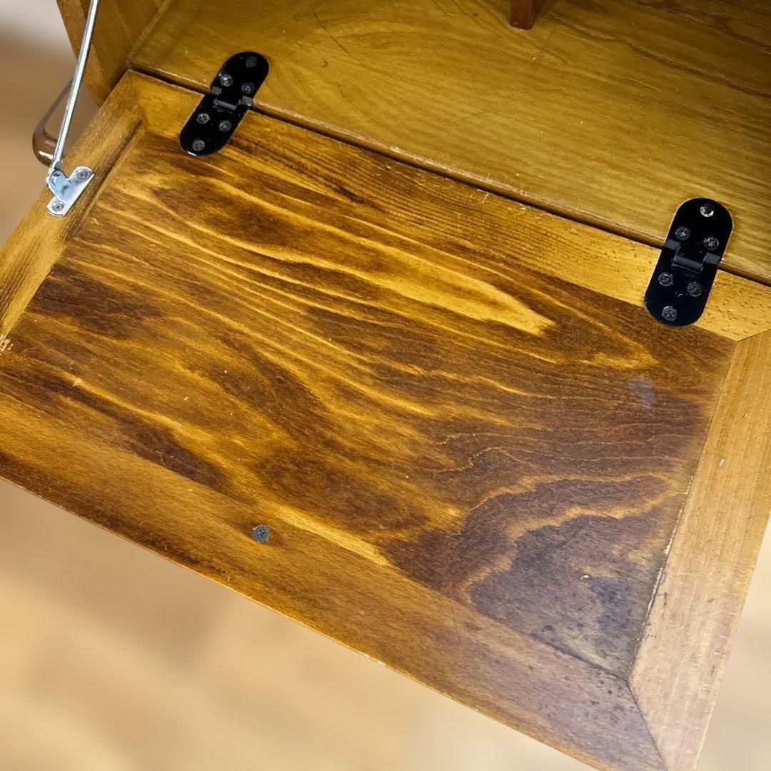 貴重 カリモク 昭和レトロ コロニアル ライティングデスク カタカナロゴ 日本製