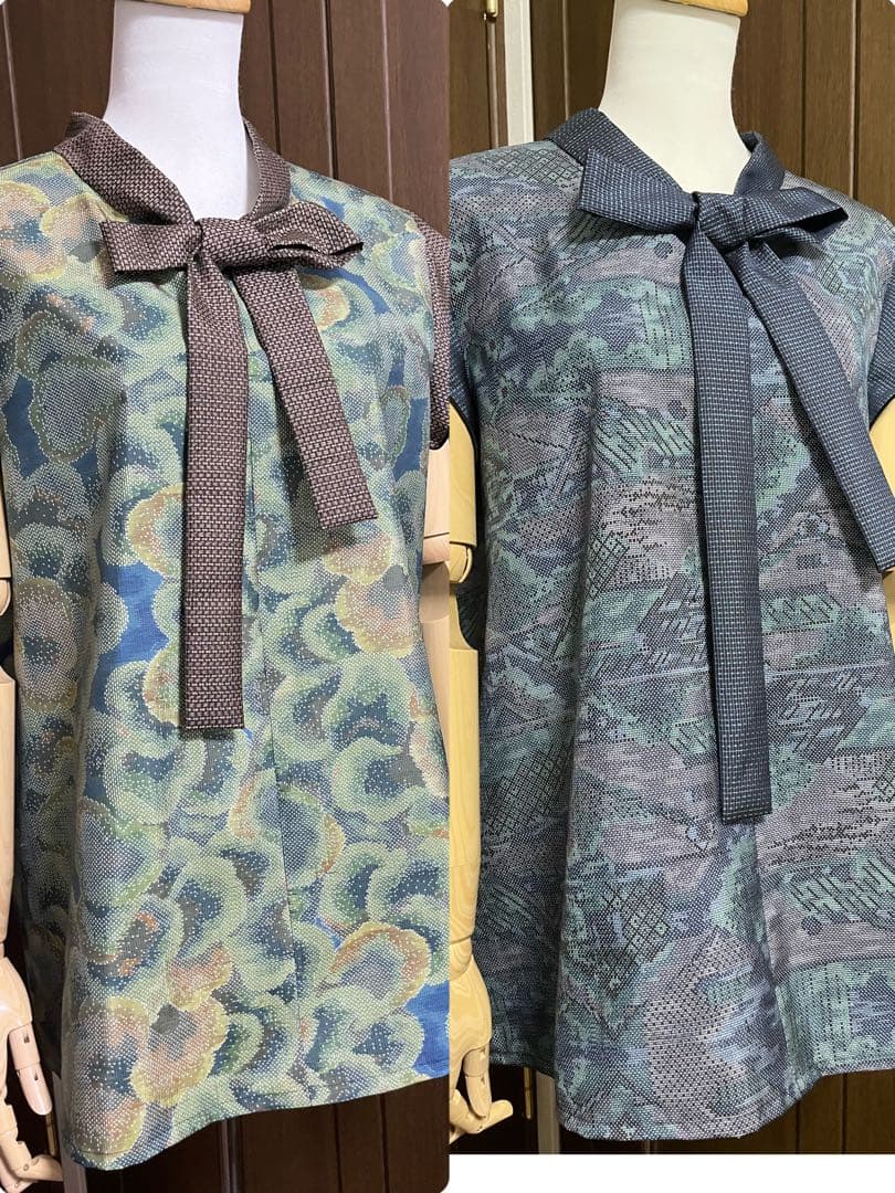 みふた様、専用【745】リボンブラウスグリーン系【746】リボンブラウス青、紫系