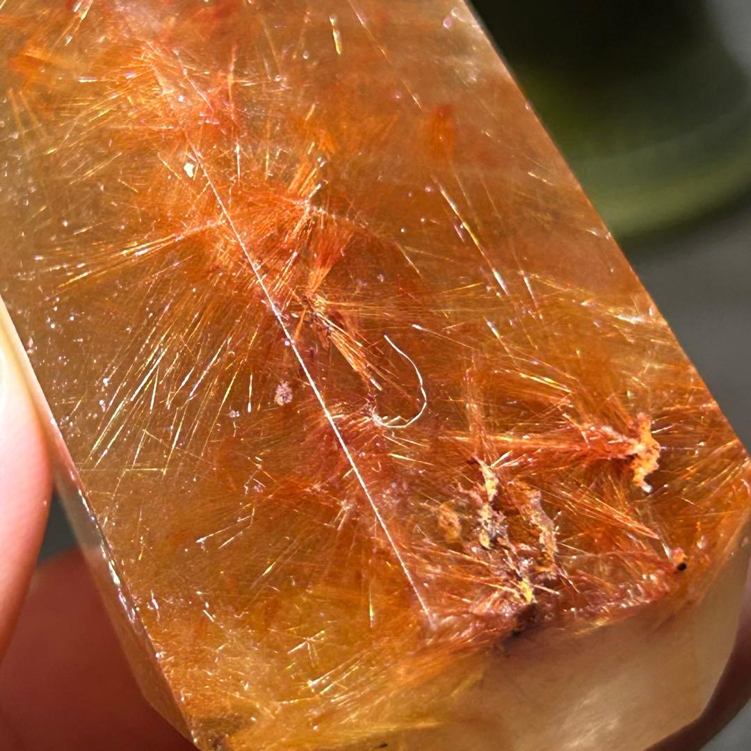 ☆最高品質！帝王秘宝！超希少！オレンジ　ゴールド　ルチル　原石　六角柱