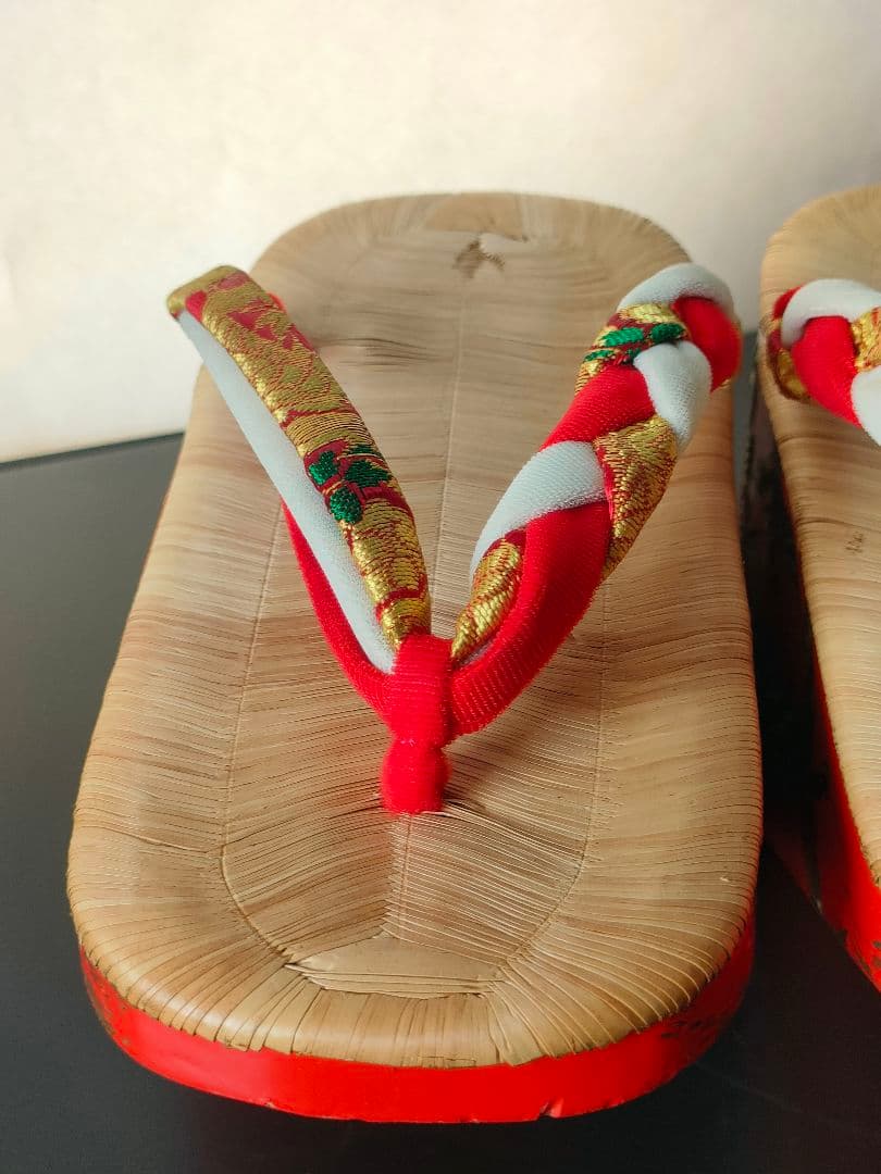 七五三　ぽっくり　朱塗り千羽鶴