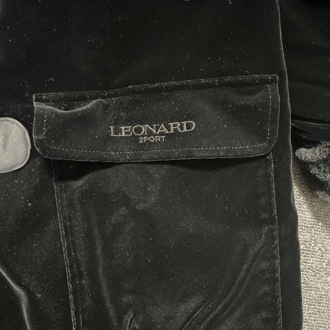 レオナール LEONARD ロングダッフルコート　黒　ベロア系　美品　フリー