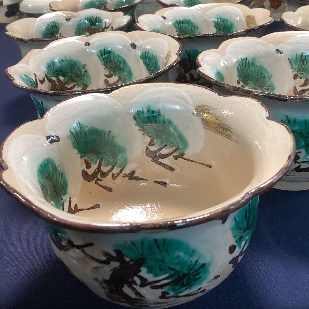 京焼乾山写雪松向付10客　新品未使用