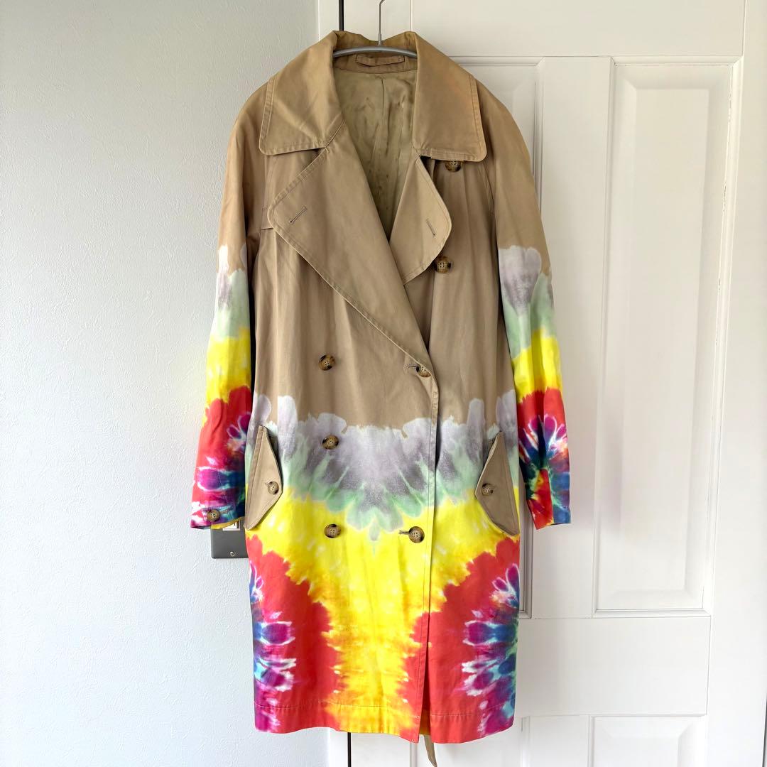 【希少】PHENOMENONタイダイ染めトレンチコート ベージュ M/38サイズ