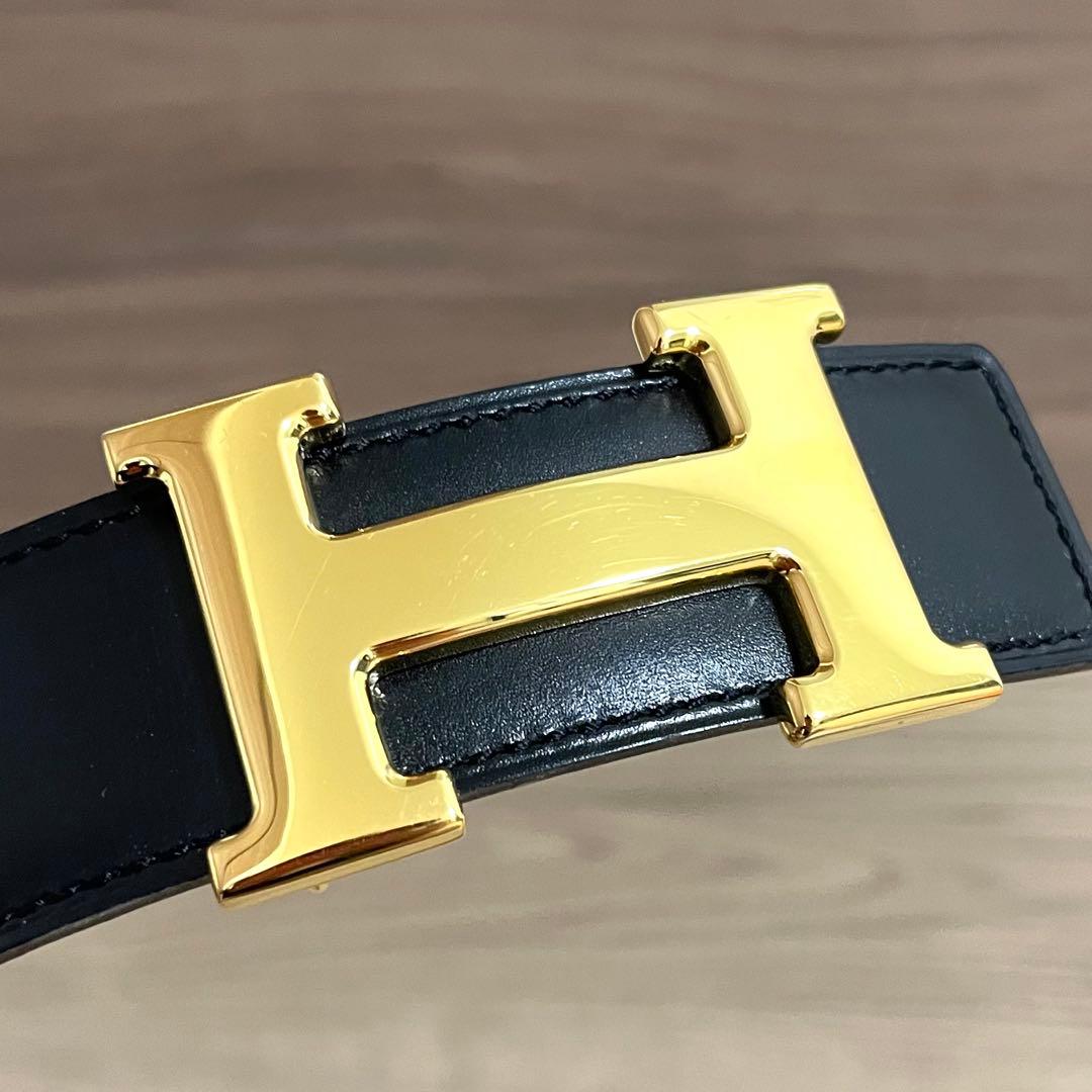 未使用級/エルメス　ベルト　コンスタンス　Hロゴバックル リバーシブル　レザー