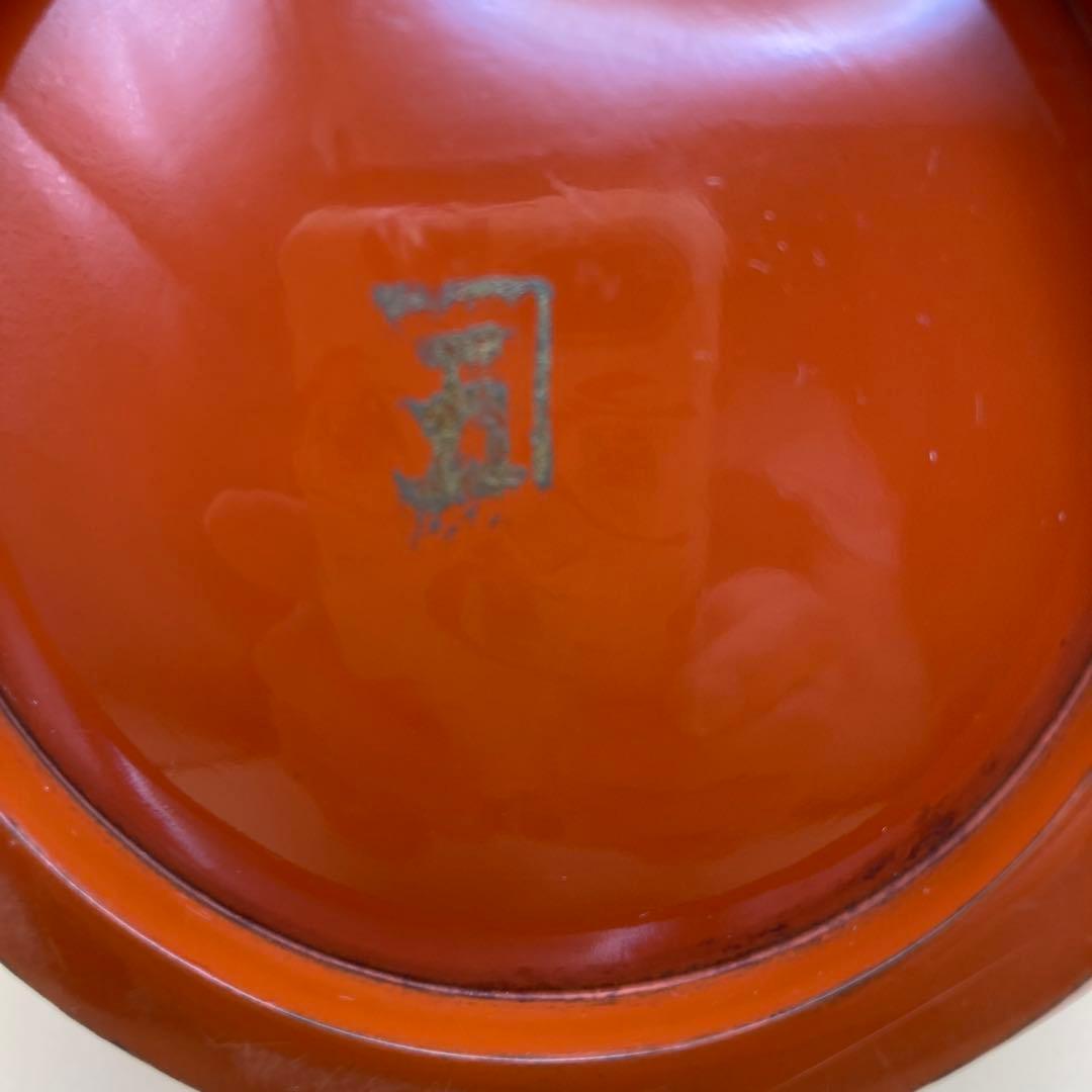 輪島塗　網目　蓋つき煮物椀　手描き　5客