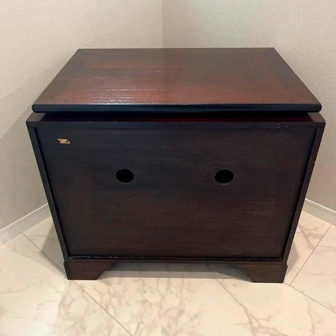 中国家具　木製テレビ台 扉付き　テレビボード　回転式　アンティーク　昭和レトロ