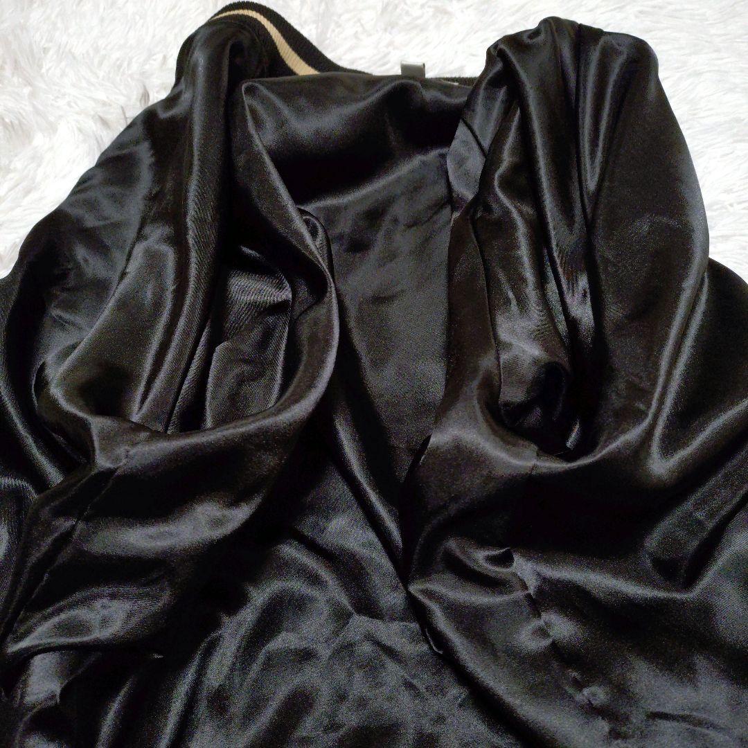 絡繰魂 風神雷神 スカジャン 刺繍 和柄 ロゴ ブラック ゴールド L 黒 金