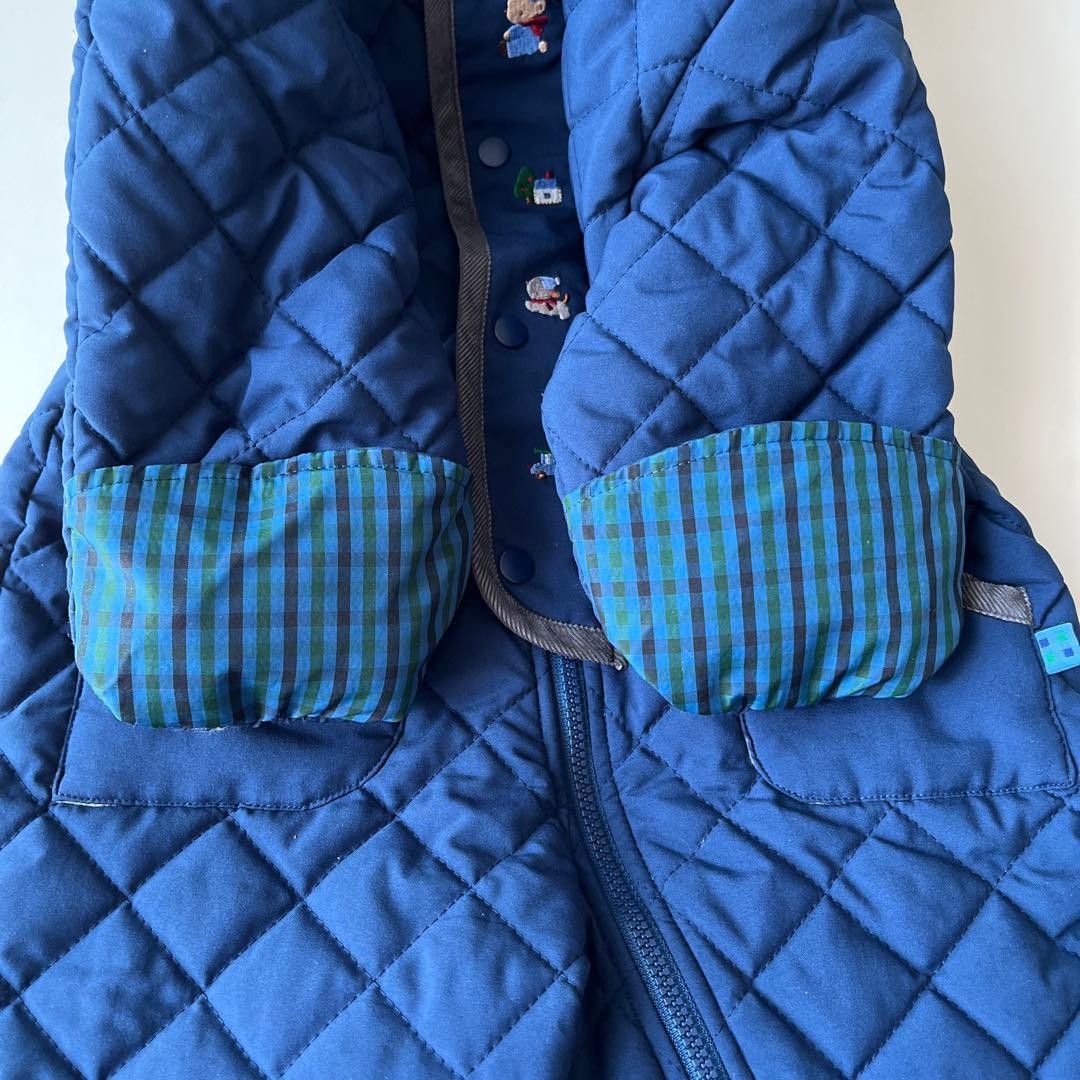 ファミリア ネイビー キルティング アウター ジャンプスーツ 80 ロンパース