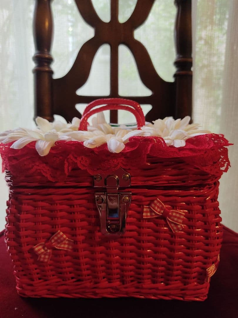 造花　籠　バスケット　ベビーバスケット　籠　　バスケット　昭和レトロ　ビンテージ