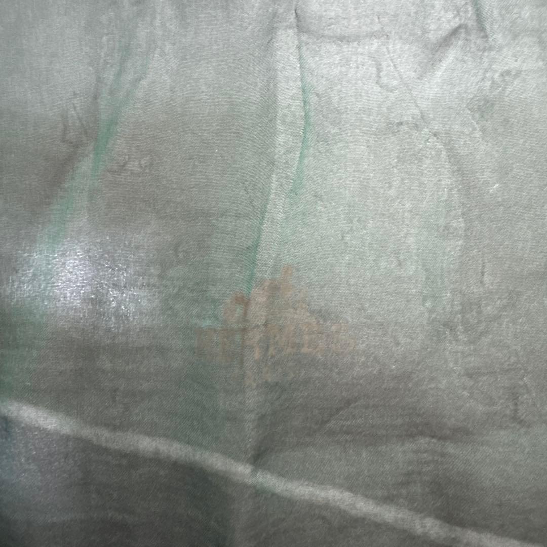 美品　HERMES エルメス　シアー　スカーフ　シルク　グリーン