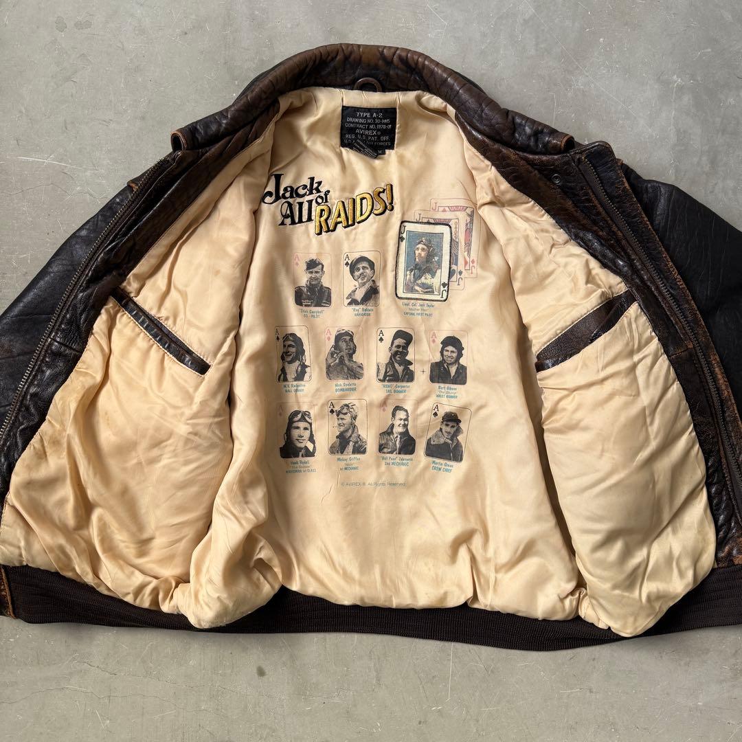 【希少】AVIREX A-2 フライトジャケット レザー ピンナップガール 茶