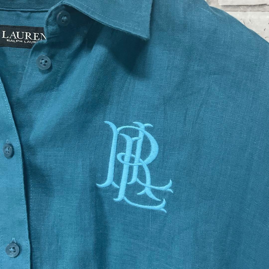 ローレン ラルフローレン リネンショートスリーブシャツ LRL刺繍　ブラウス美品