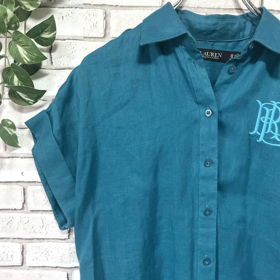 ローレン ラルフローレン リネンショートスリーブシャツ LRL刺繍　ブラウス美品