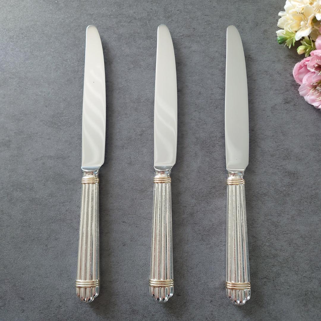 格安 希少 クリストフル アリアゴールドリング テーブルナイフ 3点