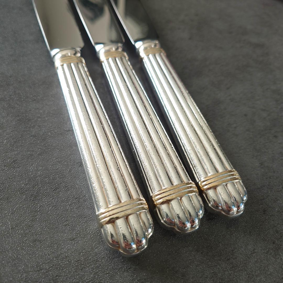 格安 希少 クリストフル アリアゴールドリング テーブルナイフ 3点