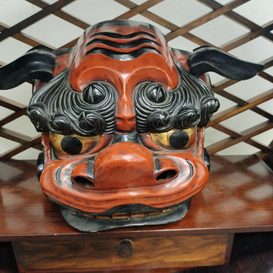 値下げ！　獅子頭　アンティーク飾り台付き