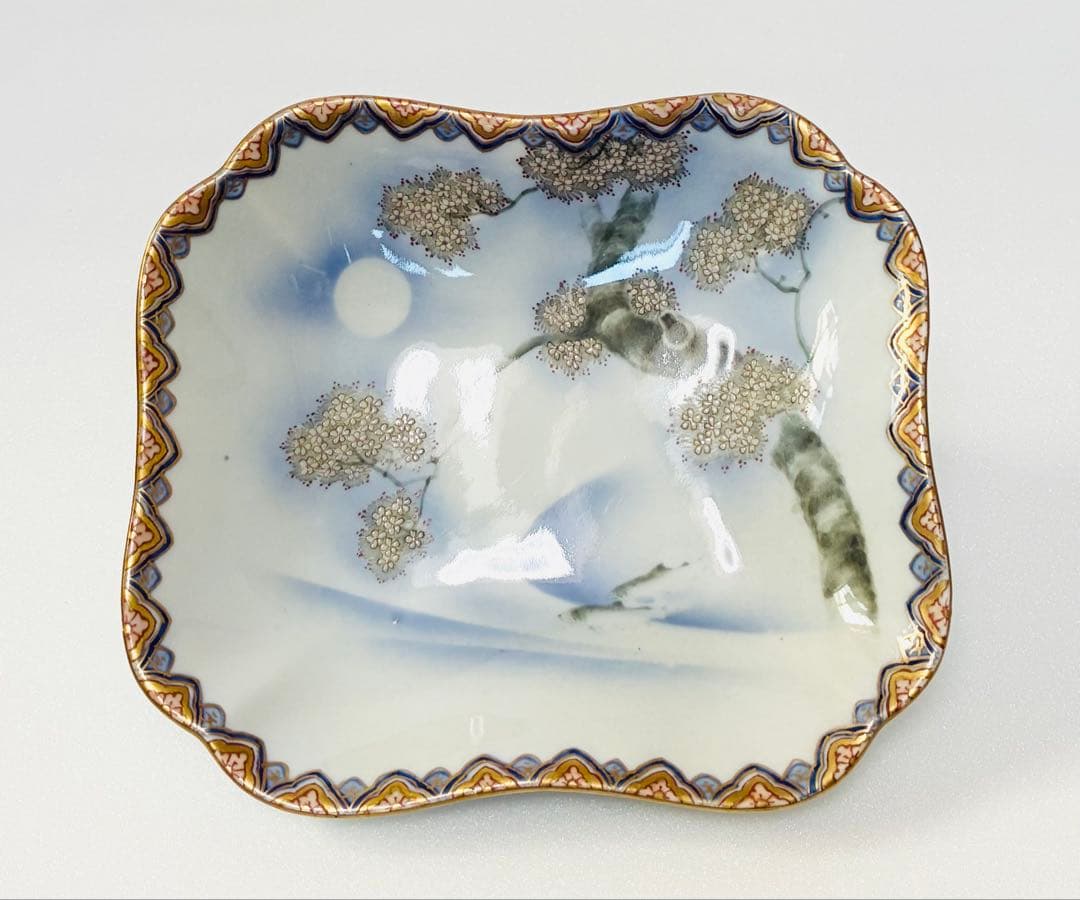 専用 明治末 大正 香蘭社 高級食器 色絵金彩桜樹鮎文 高台皿