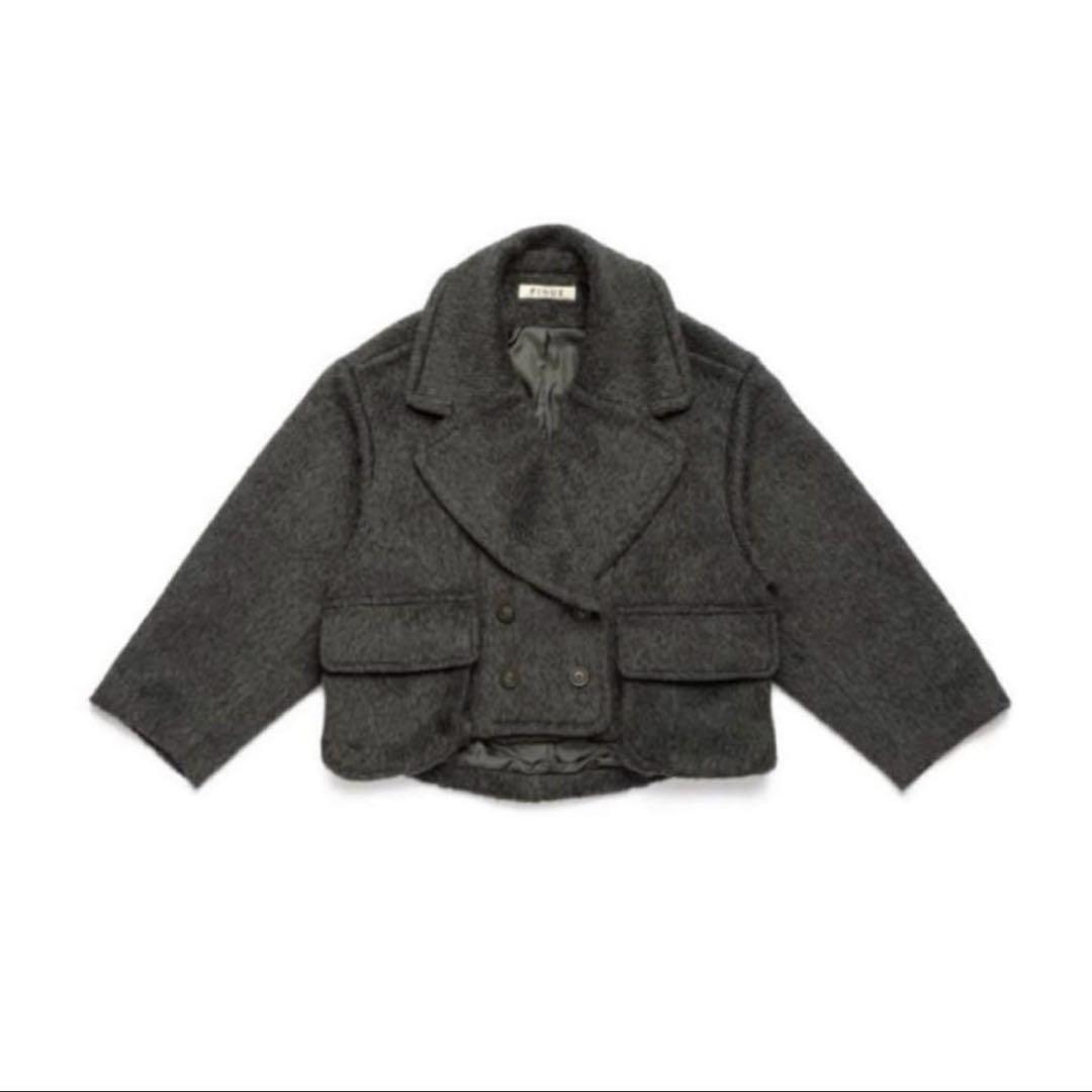 ピヌエ　pinue ビックポケットショートコート　グレー