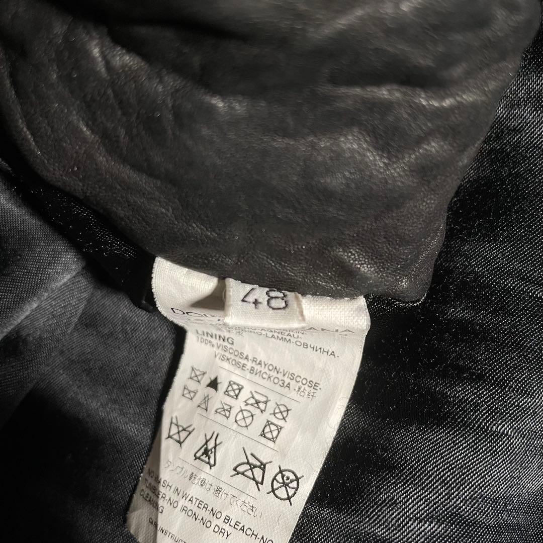 ドルガバ ライダースジャケット レザージャケット ラムスキン ウォッシュド加工