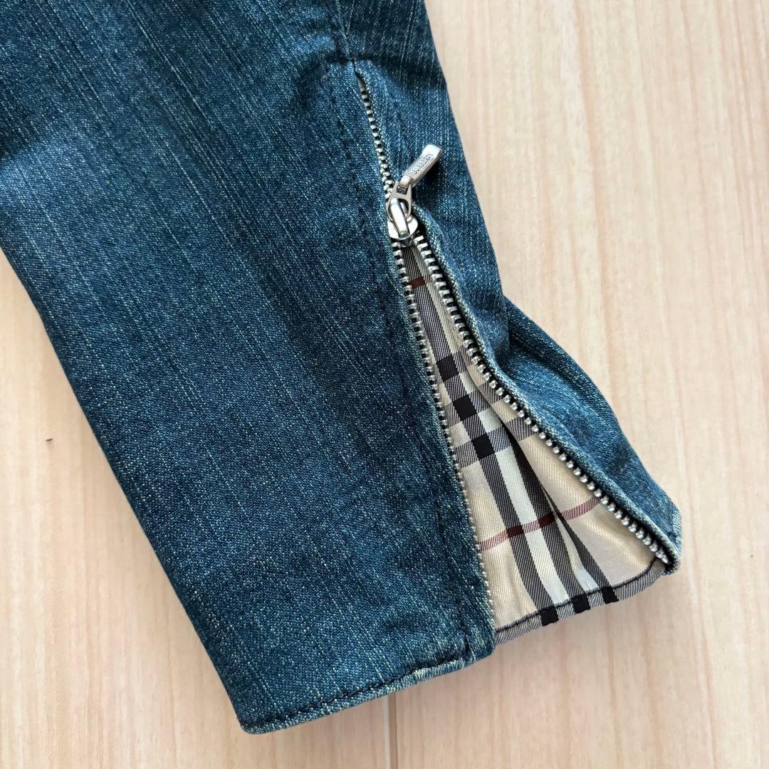 BURBERRYブラックレーベル　デニムライダースジャケット　ラビットファー M