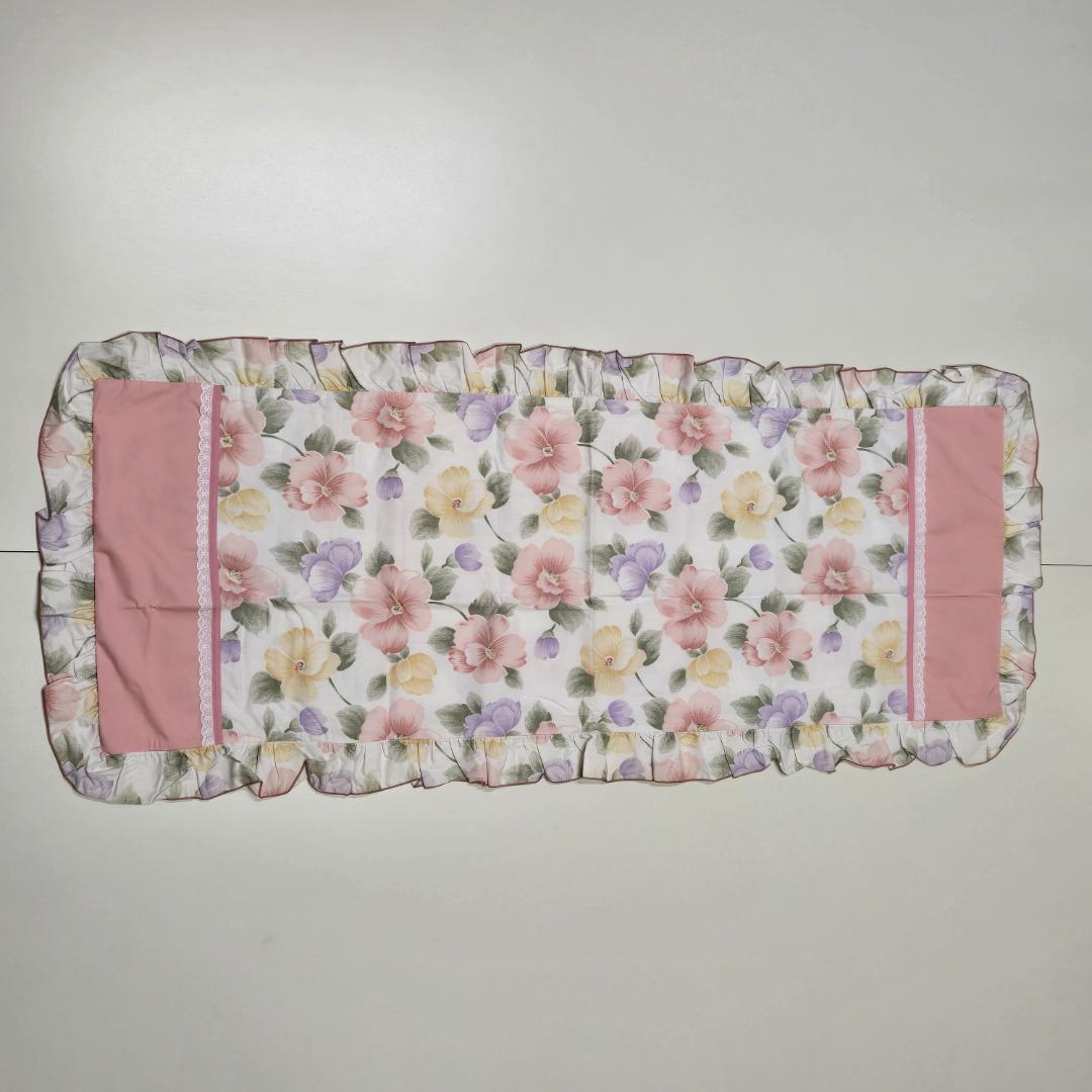 ダブル、ピロケース、2枚セット、まくらカバー、43×120㎝、フリル付き、ピンク