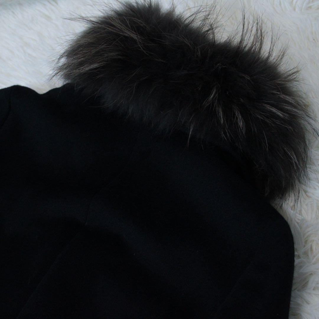 INED イネド 2WAY ラクーンファー アンゴラロングコート ブラック 9