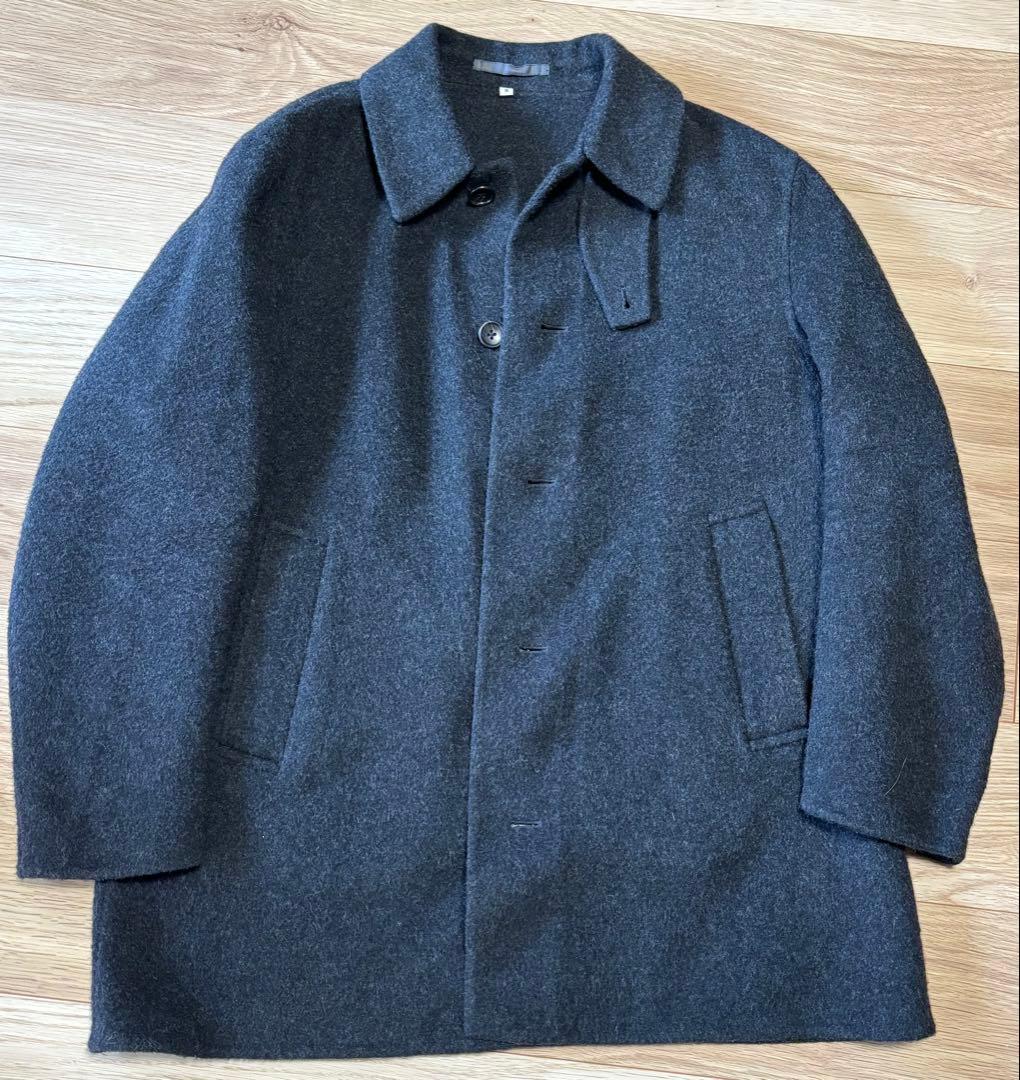 MUJI Labo カシミヤ混ショートステンカラーコート ダークグレー S