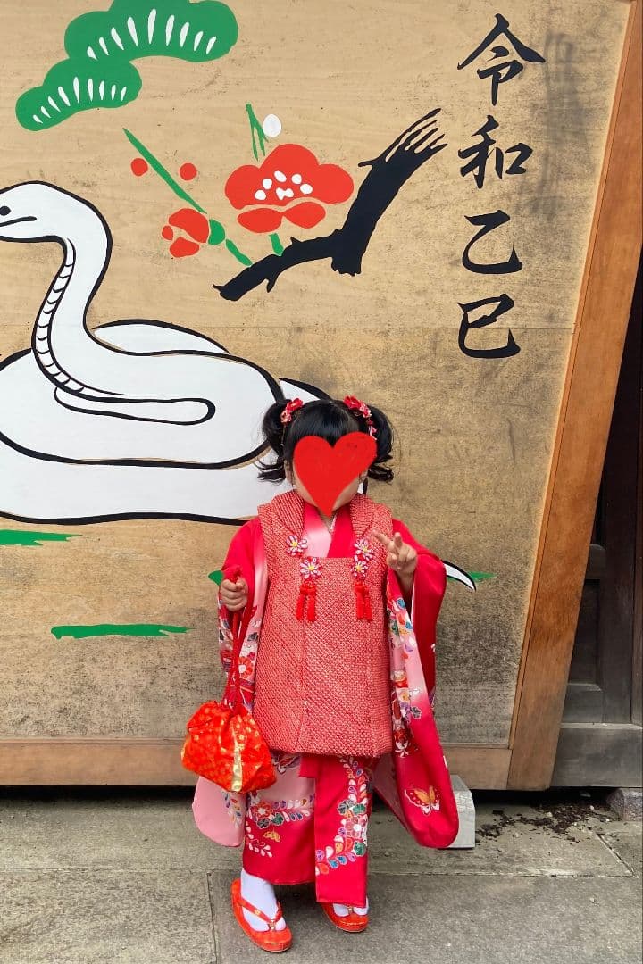 reo622　七五三 ３歳　着物セット　正絹　 お宮参りにも　草履　巾着