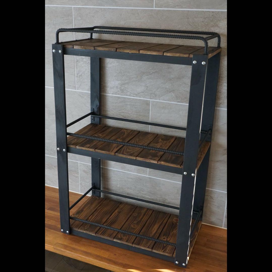 ウイスキーラック　棚　鉄×木製アイアンラック／おうちバー・ボトル棚・酒棚 012