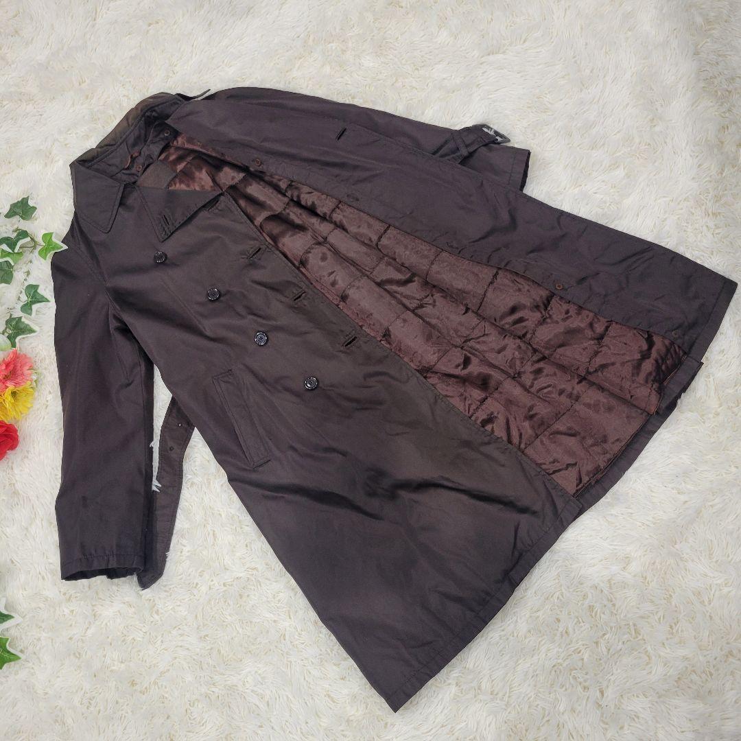 PRADA　ブラウン　ロングコート　裏地キルティング　トレンチコート