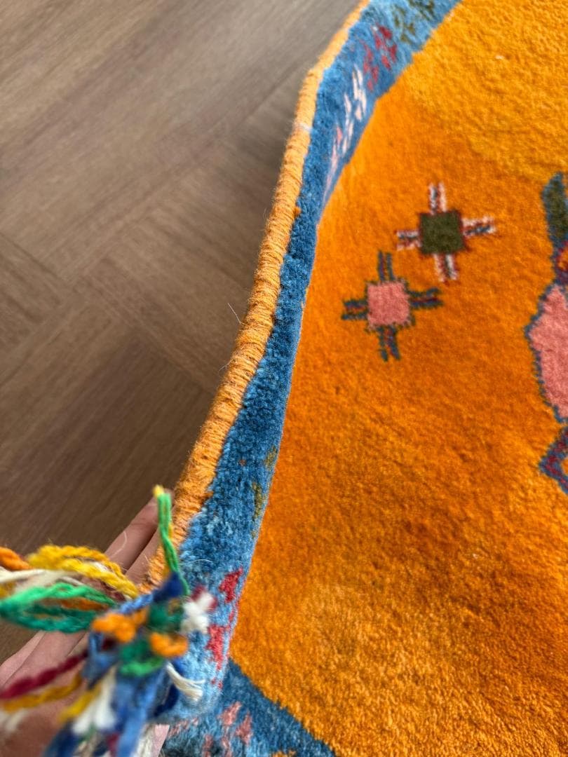 ギャッベ 88x66cm ペルシャ絨毯 手織り ギャベ 玄関マットラグ 絨毯