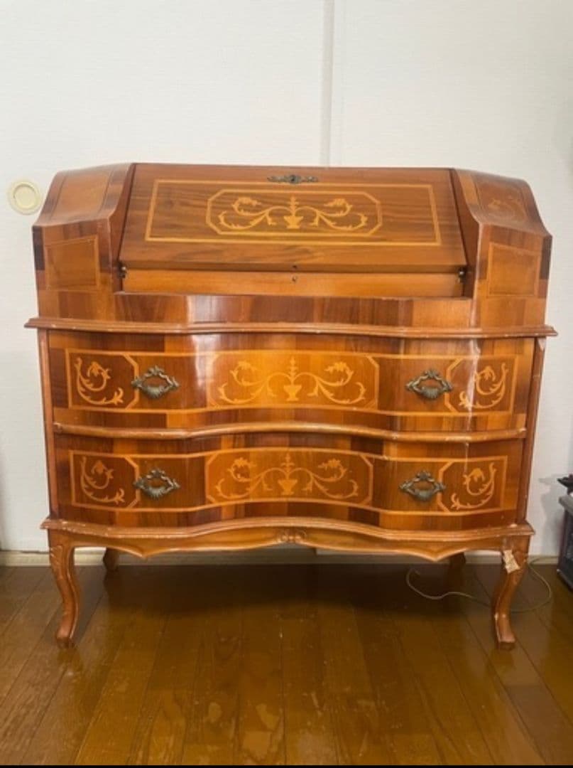 【ジャンク】象嵌　イタリア家具　ライティングビューロー 【引取限定】