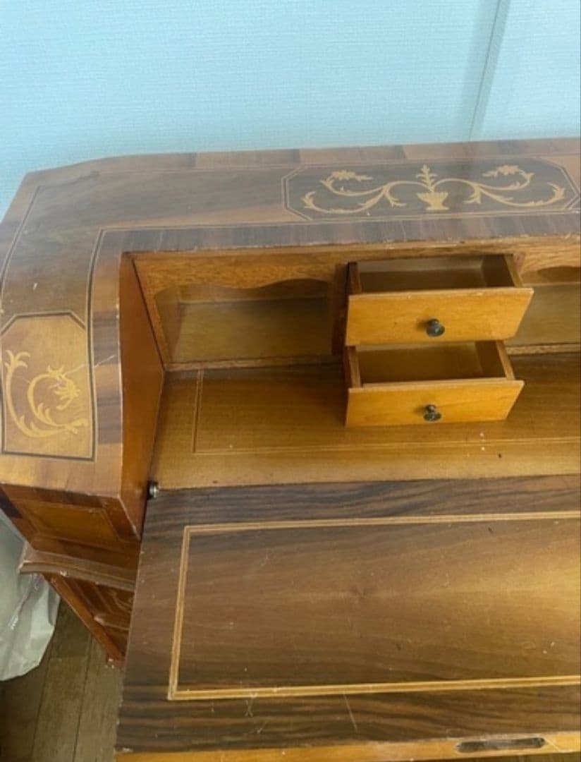 【ジャンク】象嵌　イタリア家具　ライティングビューロー 【引取限定】