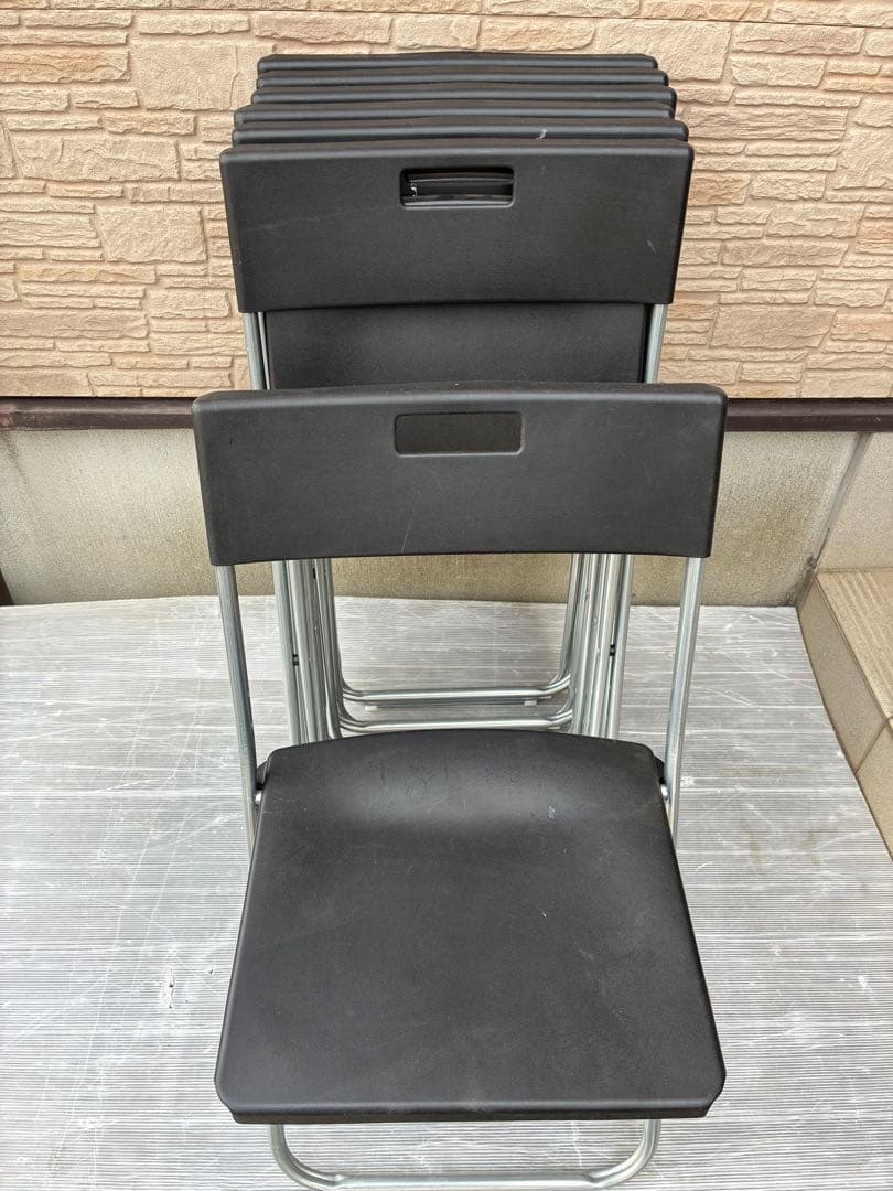 ✳️【美品中古】IKEA 折りたたみ パイプ椅子 チェアー ブラック⚫︎7脚セット