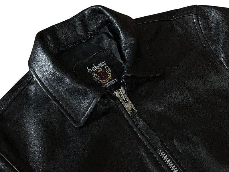 美品 ショット 羊革 レザー シングル ブレスト ライダース ジャケット 黒 M