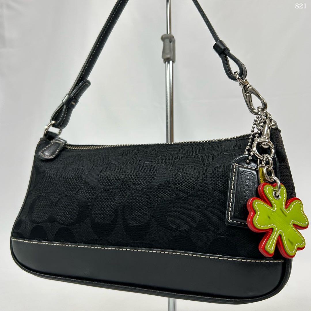 【極美品】コーチ 6094 ソーホー シグネチャー ワンハンドバッグ レザー 黒