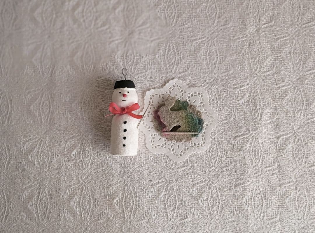 * vintage ornament SET ୨୧ 可愛い雪だるまさん ＆ ウサ
