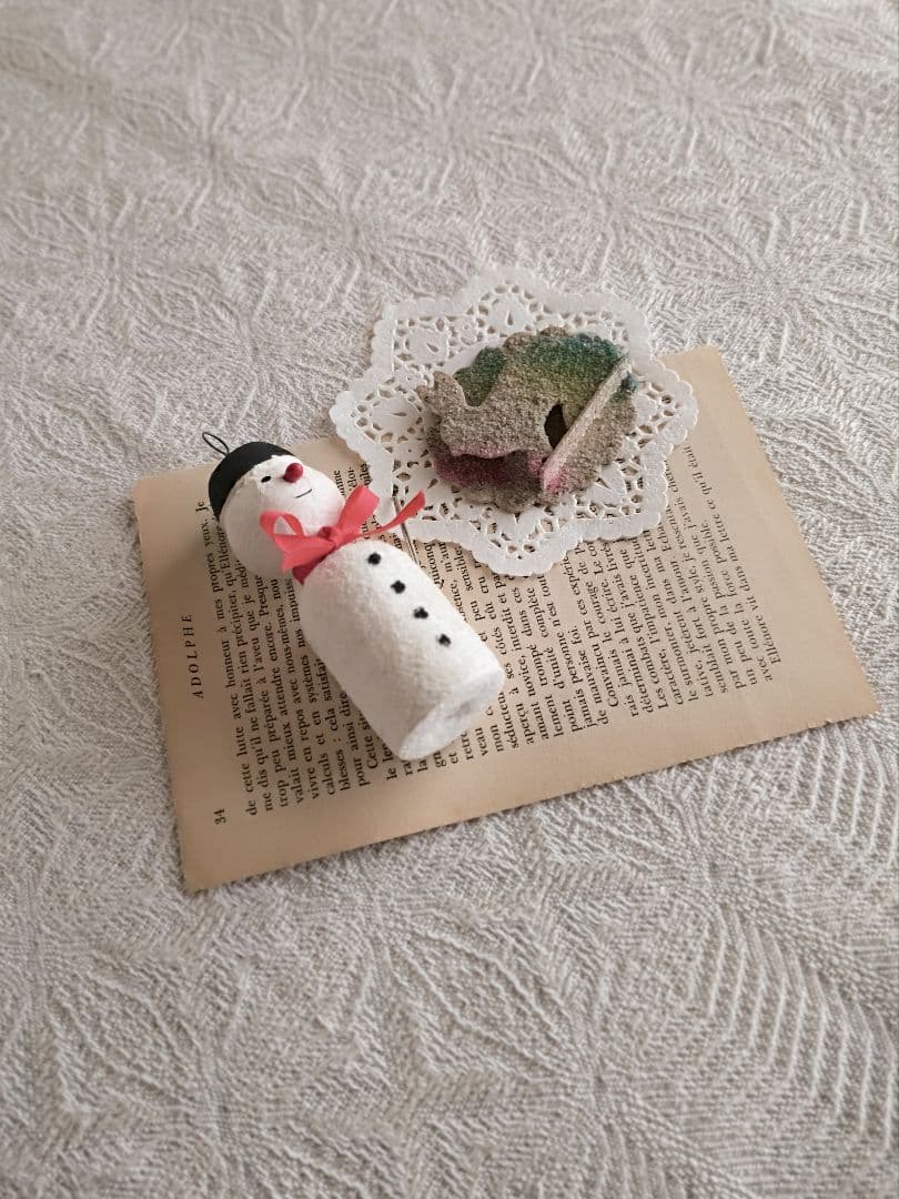 * vintage ornament SET ୨୧ 可愛い雪だるまさん ＆ ウサ