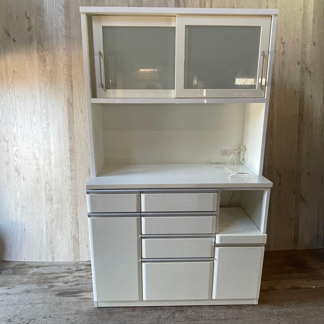 NITORI ニトリ 食器棚 120KB-WH キッチンボード アルミナ2 白