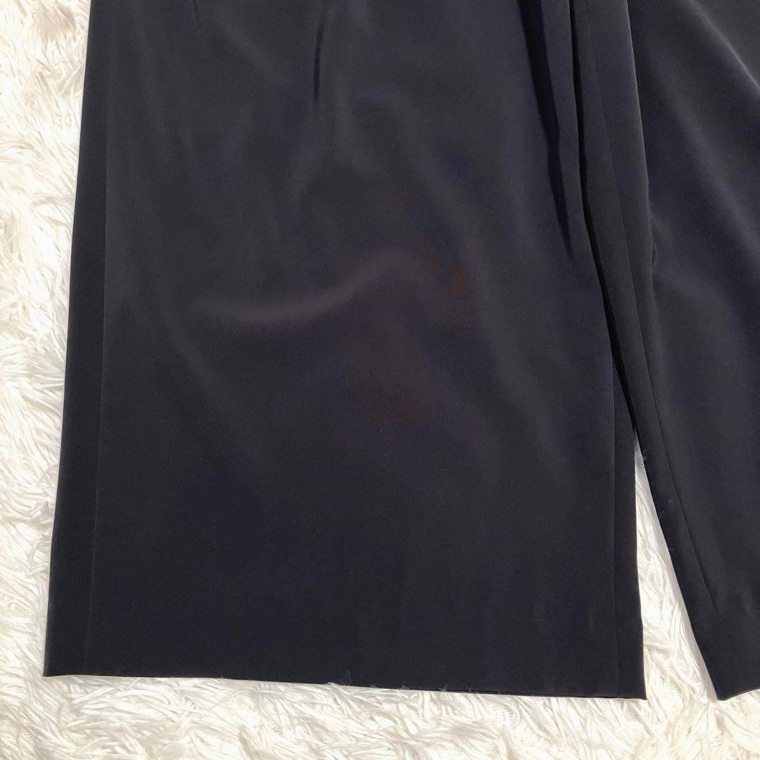 自由区 洗える ストレッチ セットアップ ワイドパンツ ノーカラー 黒 40