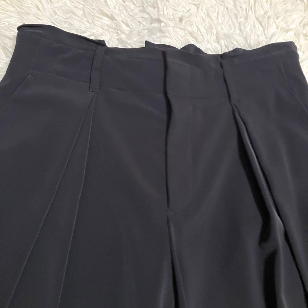 自由区 洗える ストレッチ セットアップ ワイドパンツ ノーカラー 黒 40