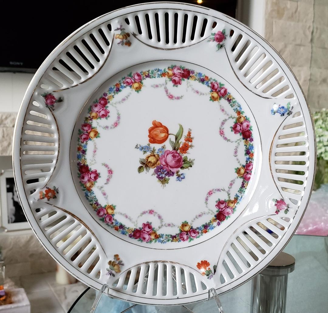 シューマン 希少 ババリア ドレスデン フラワー ピアス プレート