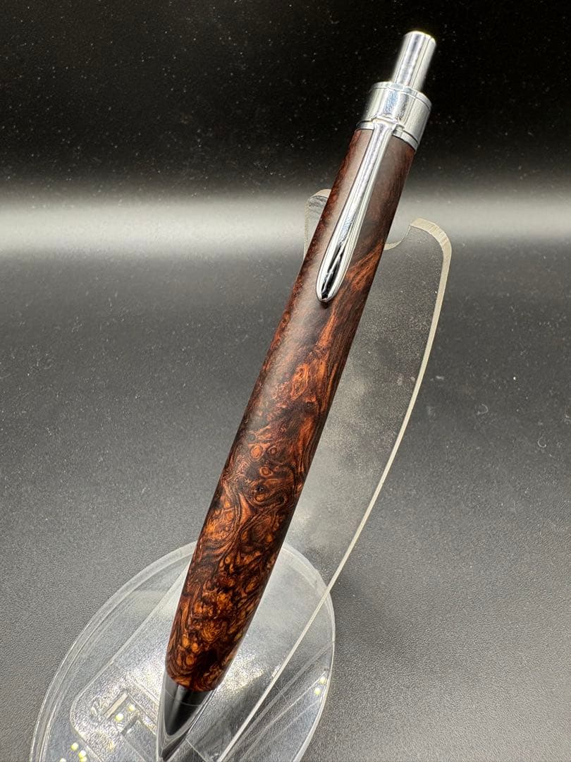 512極上　ホンジュラスローズウッド　瘤杢　木軸シャーペン　ボールペン