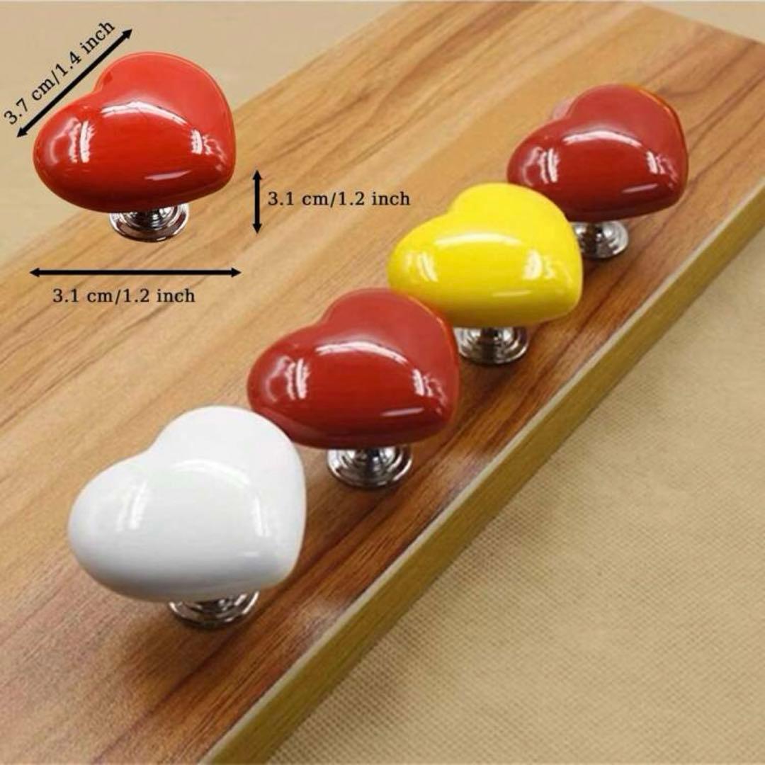 引き出し 3点セット 赤黄白 ピン レトロ ハート